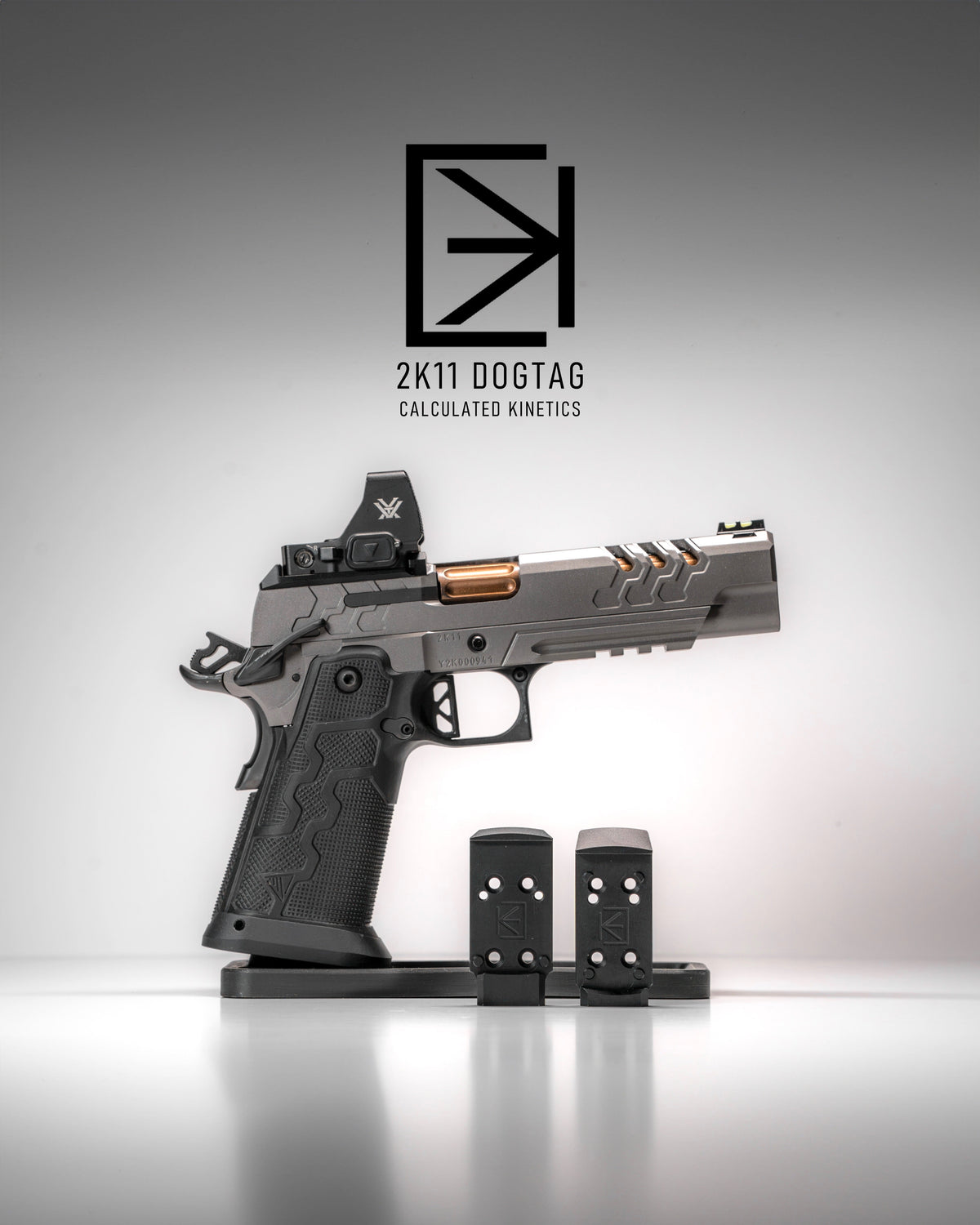 Calculated Kinetics, DOGTAG Optic Plate System, For Kimber 2k11 and Warrior, Fits RMR Footprint, Anodized Finish, Black