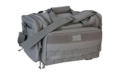Evolution Outdoor, Range Bag, Polyester, MOLLE Webbing, Hook and Loop Panel, Large Main Compartment with Multiple Exterior Zipper Compartments, Gray