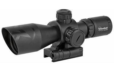Firefield, Barrage Rifle Scope, 2.5-10X40, Black, Class IIIA Red Laser, Illuminated Red/Green Mil-Dot Reticle, 2-Piece Mount