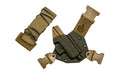 GunfightersINC, Kenai Chest Holster, Kydex Shell, Nylon Harness, Fits Glock 43X MOS, Gray Shell, Coyote Brown Harness, Right Hand