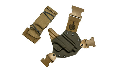 GunfightersINC, Kenai Chest Holster, Kydex Shell, Nylon Harness, Fits Springfield Hellcat, Gray Shell, Coyote Brown Harness, Right Hand