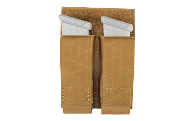 Grey Ghost Gear, Double Pistol Magna Mag Pouch, Laminate Nylon, the Pouch Attaches to any MOLLE/PALS Style Webbing With Two Included Malice Clips, Coyote Brown
