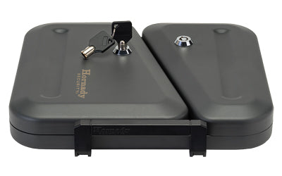 Hornady, Dual-Lid Lock Box, Foam Interior, 2 Keyed Alike Locks, 11"x10"x2" Exterior Dimensions, Includes Steel Security Cable