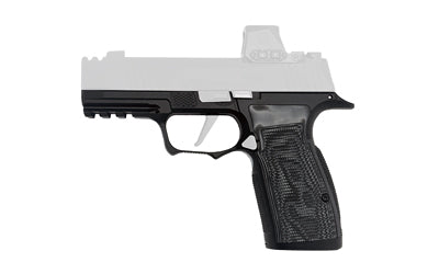 Icarus Precision, A.C.E. AXG, Grip Module, Fits Sig P365 X-Macro/XL, Aluminum Construction, Anodized Finish, Black, Hogue Black G10 Grip Panels