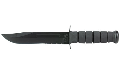 KA-BAR Knives, KA-BAR, Fixed Blade Knife, 7" Blade Length, 11.875 Overall Length, Clip Point, Includes Glass Filled Nylon Sheath, 1095 Cro-Van/Black, Black Kraton G Handle, Combo Edge