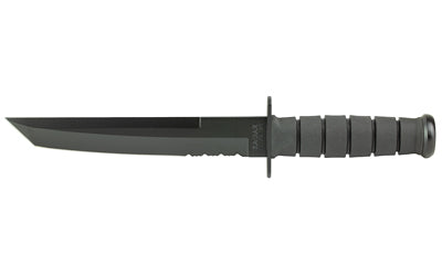 KA-BAR Knives, KA-BAR, Tanto, Fixed Blade Knife, 8" Blade Length, 12.813" Overall Length, Tanto Point, Combo Edge, 1095 Cro-Van Steel, Matte Finish, Black, Black Kraton G Handle, Includes Glass Filled Nylon Sheath, Clamshell Packaging