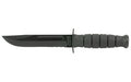 KA-BAR Knives, KA-BAR Short, Fixed Blade Knife, 5.25" Blade Length, 9.375" Overall Length, Clip Point, Combo Edge, 1095 Cro-Van/Black Steel, Matte Finish, Black, Kraton G Handle, Includes Glass Filled Leather Sheath