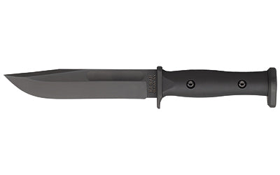 KA-BAR Knives, Slabby, Fixed Blade Knife, 1095 Cro-Van, 6.86" Blade Length, 12.11" Overall Length, Plain Edge, Clip Point, Black Blade, Black Glass Filled Nylon Handle, Includes Sheath