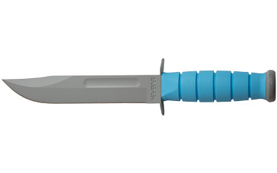 KA-BAR Knives, USSF SPACE-BAR, Fixed Blade, 1095 Cro-Van, 7" Blade Length, 11.75" Overall Length, Plain Edge, Clip Point, Grey Powder Coat, Blue Kraton G Handle, Includes Hard Plastic MOLLLE Sheath