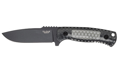 KA-BAR Knives, Cool Name, Fixed Blade Knife, 1095 Cro-Van, 4.25" Blade Length, 9" Overall Length, Plain Edge, Drop Point, Black Blade, Smoke Polycarbonate Handle, Includes Sheath
