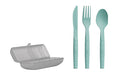 KA-BAR Knives, Lunch Pal, Utensil Set, Spoon/Fork/Knife, Creamid Construction, Teal, Includes Frost Colored Carrying Case