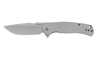 Kershaw, SCOUR, Folding Knife, Flipper Assisted Opening, Plain Edge, 8Cr13Mov Steel, Matte Finish, Silver, Stainless Steel Handle, 3.3" Blade, 7.75" Overall Length, Includes Deep Carry Pocket Clip, Frame Lock