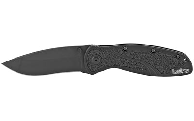 Kershaw, Blur, 3.4" Assisted Folding Knife, Drop Point, Plain Edge, 14C28N/Stone Washed, Black Anodized Aluminum 6061-T6, Thumb Stud/Pocket Clip