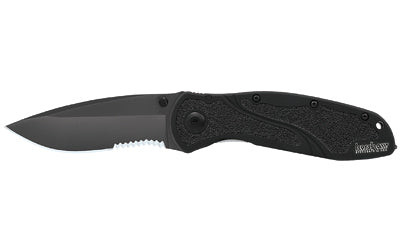 Kershaw, Blur Glass Breaker, 3.4", Assisted Folding Knife, Modified Drop Point, Thumb Stud, Pocket Clip, Glass Breaker, 14C28N/OD, Black Anodized Aluminum 6061-T6