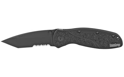Kershaw, Blur Tanto Assisted Folding Knife, 3.4", Serrated Edge, Sandvik 14C28N/DLC Coating, 6061-T6 Anodized Aluminum