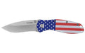 Kershaw, Blur, Folding Knife/Assisted Opening, 3.4" Recurve Blade, 14C28N Blade Steel, 7.9" Overall Length, Stonewashed Finish, Silver, Red/White/Blue USA Flag Aluminum Handle
