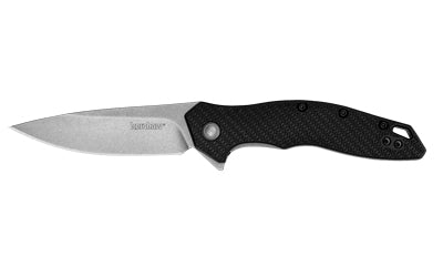 Kershaw, Shoreline, Folding Knife, Flipper Assisted Opening, Plain Edge, 8Cr13Mov Steel, Stonewashed Finish, Glass Filled Nylon Handle, 3" Blade, 7.1" Overall Length, Includes Deep Carry Pocket Clip