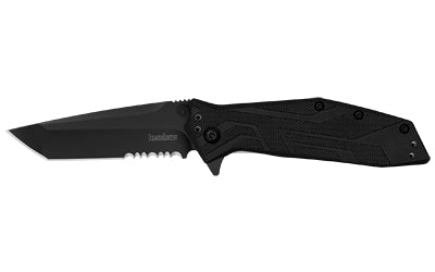 Kershaw, Brawler, Folding Knife, Assisted Opening, 3" Tanto Blade, Combination Edge, 8Cr13MoV Blade Steel, 7.1" Overall Length, Liner Lock, Black Oxide Finish, Black Glass Filled Nylon Handle