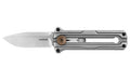 Kershaw, Cybernet, Folding Knife, Out the Front, Plain Edge, D2 Blade Steel, Satin Finish, Silver, Stainless Steel Handle, Sliding Button Lock, 2.4" Blade, 5.95" Overall Length, Includes Pocket Clip