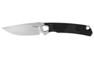 Kershaw, Steppe, Fixed Blade Knife, Plain Edge, D2 Blade Steel, Stone Washed Finish, Silver, Polypropylene and Rubber Handle, 3.5" Blade Length, 7.6" Overall Length, Includes Black Polypropylene Sheath