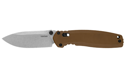 Kershaw, Broadside, Folding Knife, 3.5" Spear Point Blade, D2 Blade Steel, 8.35" Overall Length, DuraLock, Stone Washed Finish, Silver Blade, Flat Dark Earth G-10 Handle