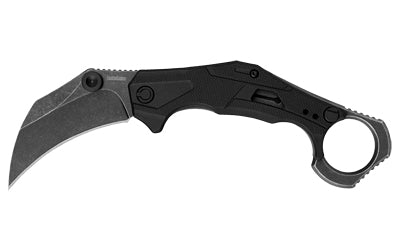 Kershaw, Outlier, Assisted Open Folding Knife, 2.6" Karambit Blade, Plain Edge, 8Cr13MoV Steel, Blackwash Finish, Black Handle