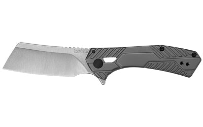 Kershaw, Static, 3.9" Folding Knife, Cleaver, Plain Edge, 8Cr13MoV With Satin Flats, Stainless Steel Handle with PVD Finish