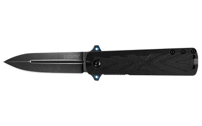 Kershaw, Barstow, Folding Knife, 8CR13MOV, Black-Oxide, Plain, Spear Point, Flipper/Pocket Clip, 3", Glass-Filled Nylon