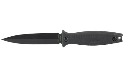 Kershaw, Secret Agent, 4.4" Fixed Blade Knife, Spear Point, Plain Edge, Black-Oxide Finish, Rubberized Co-Molded Handle, Includes Molded Dual-Carry Sheath with Clip