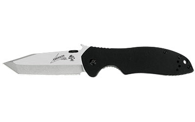 Kershaw, Emerson CQC, 3.25" Folding Knife, Tanto Point, Plain Edge, Black G10 Frame, CR13MOV Stonewashed Finish, Wave/Dual Thumb Disc/Pocket Clip