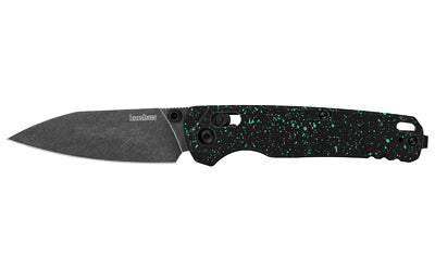 Kershaw, Bel Air, Folding Knife, 3.1" Plain Edge Reverse Tanto Blade, 7.3" Overall Length, DuraLock, CPM MagnaCut Blade Steel, Custom Island Green Splatter Handle, Black-oxide BlackWash Finish, Black Blade