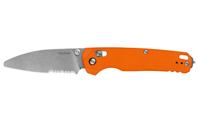 Kershaw, Bel Air XL-EMT, Folding Knife, 3.25" Sheepsfoot Blade, CPM MagnaCut Blade Steel, 7.86" Overall Length, Stonewash Finish, Silver, Serrated Edge, G-10 Handle, Orange, Tip Up Pocket Clip