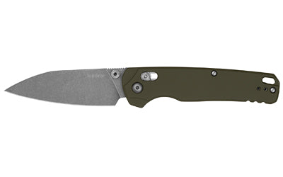 Kershaw, Bel Air XL, Folding Knife, 3.4" Reverse Tanto Blade, CPM 3V Blade Steel, 7.82" Overall Length, Working Finish, Silver, Olive Drab Green Aluminum Handle