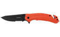 Kershaw, Barricade, Folding Knife, Assisted Opening, 3.5" Drop Point Blade, Partially Serrated, 8Cr13MoV Blade Steel, 8.5" Overall Length, Liner Lock, Black Oxide Finish, Black Blade, Orange Glass Filled Nylon Handle