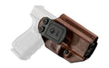 Mission First Tactical, Hybrid Holster, Inside Waistband Holster, Ambidextrous, Fits Glock 19/23/45, Kydex with Leather Shell, Includes 1.5" Belt Attachment, Brown