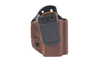 Mission First Tactical, Hybrid Series, Inside/Outside/Appendix Waistband Holster, Fits Springfield Hellcat, Kydex/Leather, Brown, Ambidextrous, Includes 1.5" Belt Attachment