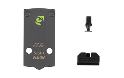 Night Fision, Optic Plate + Backup Sight Combo, Black Sights, Holosun 507K Optic Plate, Fits Glock 43X/48 MOS