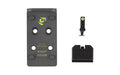 Night Fision, Optic Plate + Backup Sight Combo, Yellow Front Night Sight with Black Rear, Leupold DeltaPoint Pro/Sig Romeo Pro Optic Plate, Fits Full Size Glock MOS