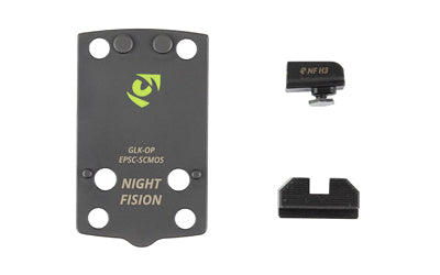 Night Fision, Optic Plate + Backup Sight Combo, Black Sights, Holosun EPS Carry Optic Plate, Fits Glock 43X/48 MOS