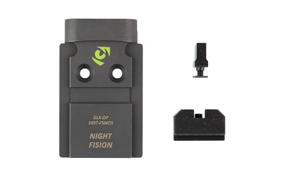 Night Fision, Optic Plate + Backup Sight Combo, Black Sights, Holosun 509T Optic Plate, Fits Full Size Glock MOS