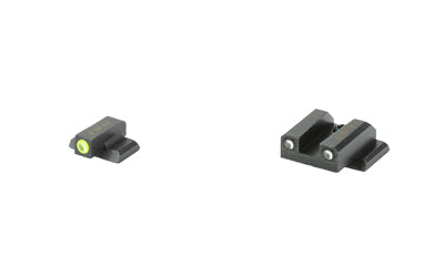 Night Fision, Standard Height Night Sights, Tritium with Yellow Fluorescent Ring Front Sight, Tritium Rear Sight, Fits S&W Bodyguard 2.0 (Non Performance Series), OEM Height, Square Notch Rear Sight, Nitride Finish, Black