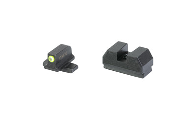 Night Fision, Optics Ready Stealth Series Sights, Tritium with Yellow Fluorescent Ring Front Sight, Black Rear Sight, Fits Sig P365 with P-Series Dovetail, .240"-.238" Blade Height, Square Notch Rear Sight, Nitride Finish, Black