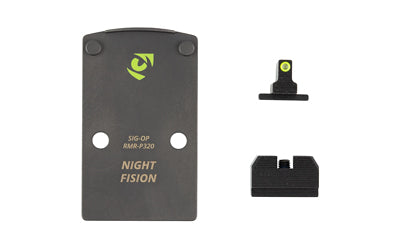 Night Fision, Optic Plate + Backup Sight Combo, Yellow Front Night Sight with Black Rear, RMR/507C Optic Plate, Fits Sig P320 with Pro Cut