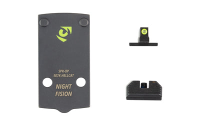 Night Fision, Optic Plate + Backup Sight Combo, Yellow Front Night Sight with Black Rear, Holosun 507K Optic Plate, Fits Springfield Hellcat