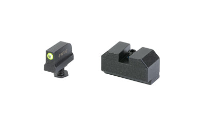 Night Fision, Optics Ready Stealth Series Sights, Tritium with Yellow Fluorescent Ring Front Sight, Black Rear Sight, Fits Walther PDP, .290"-.313" Blade Height, Square Notch Rear Sight, Nitride Finish, Black