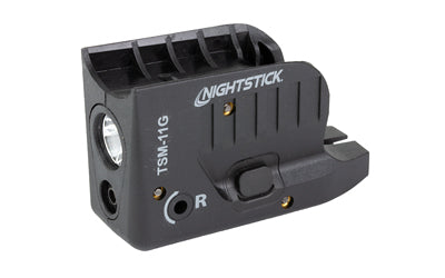 Nightstick, TSM-11G, Subcompact Tactical Weapon-Mounted Light with Green Laser, Fits Glock 43/43X/48 150 Lumens, 2,700 Candela, Black, .75 Hours of Runtime, IP-X4 Water-Resistant, Rechargeable Battery