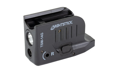 Nightstick, TSM-14G, Subcompact Tactical Weapon-Mounted Light with Green Laser, Fits Glock 43/43X/48 MOS, 150 Lumens, 2,700 Candela, Black, .75 Hours of Runtime, IP-X4 Water-Resistant, Rechargeable Battery