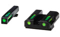 Hi-Viz, LiteWave H3 Tritium/Litepipe Night Sights, Fits Glock 17/19/26/27/33/34, Green Front and Rear
