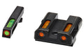 Hi-Viz, LiteWave H3 Tritium/Litepipe Night Sights, Fits Glock 9/40SW/357Sig, Green Front w/Orange Front Ring, Orange Rear