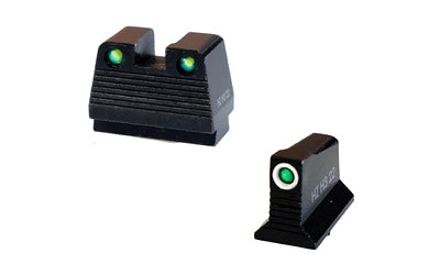 Hi-Viz, N2 Co-Witness Sight, Fits Glock MOS 9MM/40S&W/357SIG, .430" Height, Green With White Ring Outline Front, Green Tritium Rear